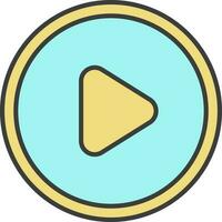 Play Button Icon In Yellow And Turquoise Color. vector