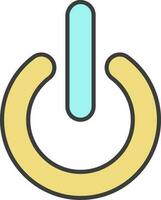 Power Button Icon In Yellow And Turquoise Color. vector