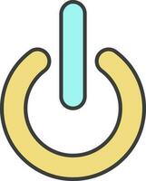 Power Button Icon In Yellow And Turquoise Color. vector