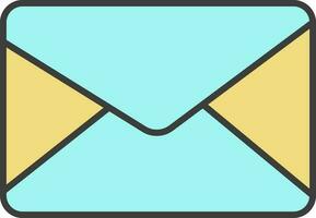 Flat Envelope Icon In Turquoise And Yellow Color. vector