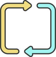 Repeat Icon Or Symbol In Turquoise And Yellow Color. vector