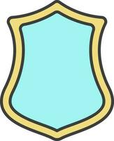 Isolated Shield Icon In Turquoise And Yellow Color. vector