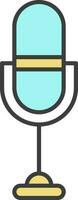 Flat Microphone Icon In Turquoise And Yellow Color. vector