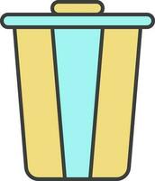 Trash Bin Icon In Turquoise And Yellow Color. vector