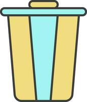 Trash Bin Icon In Turquoise And Yellow Color. vector