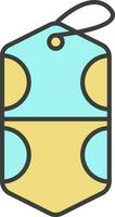 Dots Pattern Tag Icon In Turquoise And Yellow Color. vector