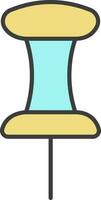 Pushpin Icon In Yellow And Turquoise Color. vector