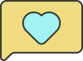corazón mensaje icono en amarillo y turquesa color. vector