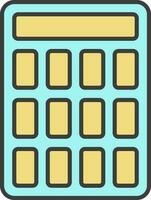 Isolated Calculator Icon In Turquoise And Yellow Color. vector