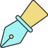 Fountain Pen Nib Icon Turquoise And Yellow Color. vector