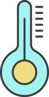 Mercury Thermometer With High Point Yellow And Turquoise Icon. vector