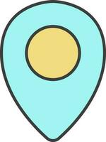 Map Pointer Icon In Yellow And Turquoise Color. vector
