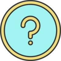 Question Circle Icon Turquoise And Yellow Color. vector