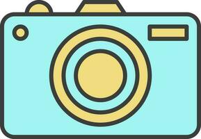 Flat Camera Icon In Turquoise And Yellow Color. vector