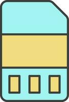 Memory Card Icon In Yellow And Turquoise Color. vector