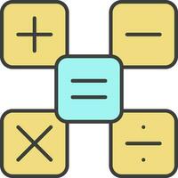 Basic Mathematics Symbol Or Icon Turquoise And Yellow Color. vector