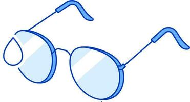 Water Or Oil Resistant Glasses Blue Icon In Flat Style. vector