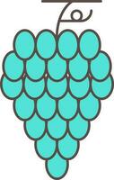 Turqoise Illustration Of Grapes Flat Icon. vector