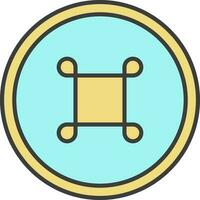 Flat Style Command Button Icon In Yellow And Turquoise Color. vector