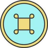 Flat Style Command Button Icon In Yellow And Turquoise Color. vector