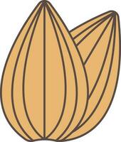 Flat Illustration Of Two Almond Icon. vector