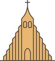 Hallgrimskirkja Icon In Ochre Color. vector