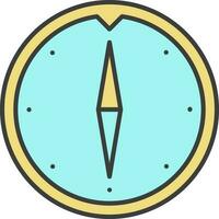 Compass Icon In Turquoise And Yellow Color. vector