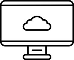 Linear Style Cloud In Monitor Screen Icon. vector