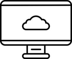 Linear Style Cloud In Monitor Screen Icon. vector