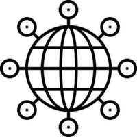 Global Connection Icon In Black Linear Art. vector