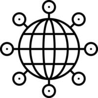 Global Connection Icon In Black Linear Art. vector