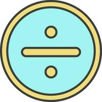 Isolated Division Button Icon In Yellow And Turquoise Color. vector