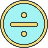 Isolated Division Button Icon In Yellow And Turquoise Color. vector