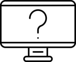 Linear Style Question Mark In Monitor Screen Icon. vector