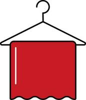 Red Towel Hanger Icon In Flat Style. vector