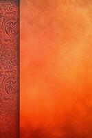 orange Pantone color background paper texture Rangoli pattern painting. photo