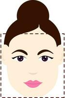 Smart Hair Bun Style Young Girl With Diamond Face Icon In Flat Style. vector