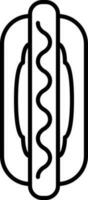 Isolated Hotdog Icon In Black Line Art. vector