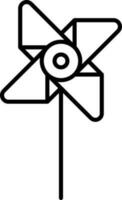 Isolated Pinwheel Icon In Black Outline. vector