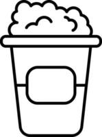 Popcorn Box Icon In Black Line Art. vector