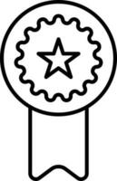Star Badge Icon In Black Line Art. vector