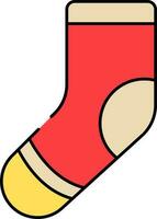 Isolated Socks Flat Icon In Red And Yellow Color. vector