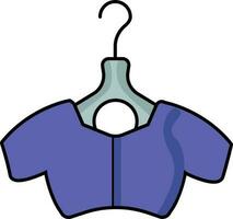 Navy Blue Blouse Or Crop Top Hanger Icon In Flat Style. vector