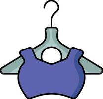 Sleeveless Blouse Or Crop Top Hanging Hanger Icon In Navy Blue And Grey Color. vector