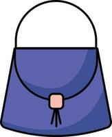 Navy Blue Tassel Bag Icon In Flat Style. vector