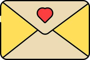 Heart Symbol Envelope Red And Yellow Icon. vector