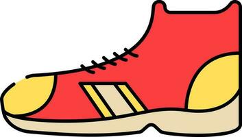 aislado Deportes Zapatos rojo y amarillo icono. vector