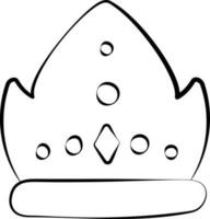Black Hand Drawn Crown Icon In Flat Style. vector