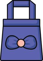 Isolated Bow Bag Icon In Navy Blue Color. vector