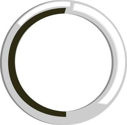 Isolated Round Mirror In Black And Silver Color.
